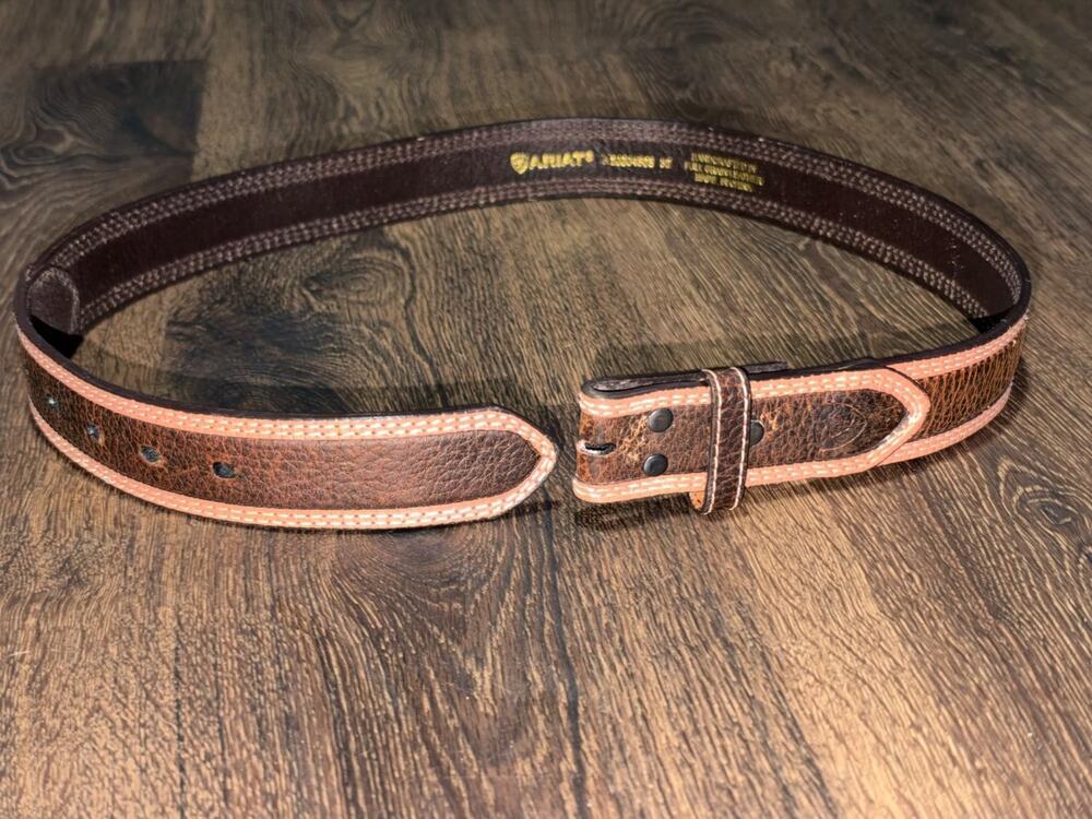 Ariat Western Belt Strap Size 32 Brown 5 Adjustment Holes Mens Leather